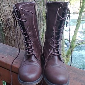 Military style lace up combat boots